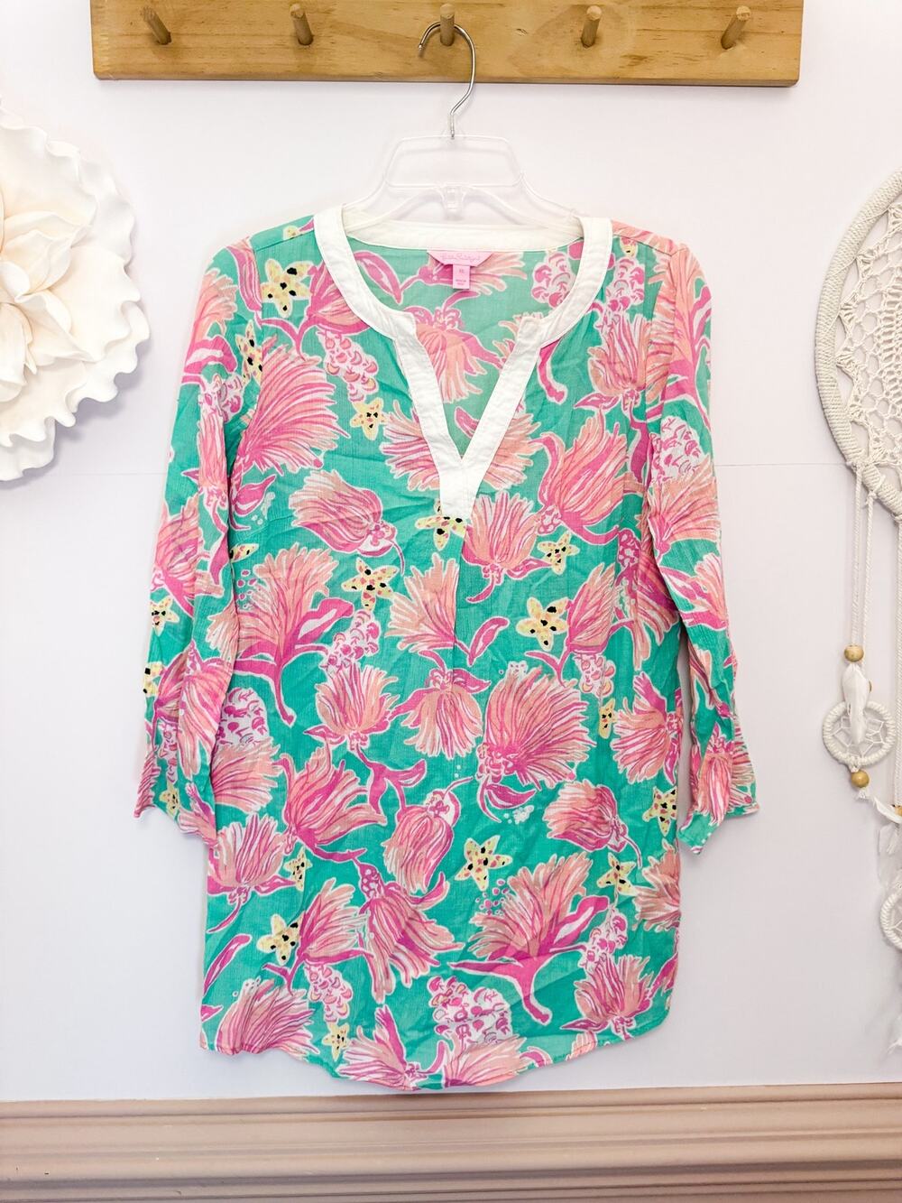 Lilly Pulitzer Tunic Coverup in Pink Green Ripley Lagoon Size XS